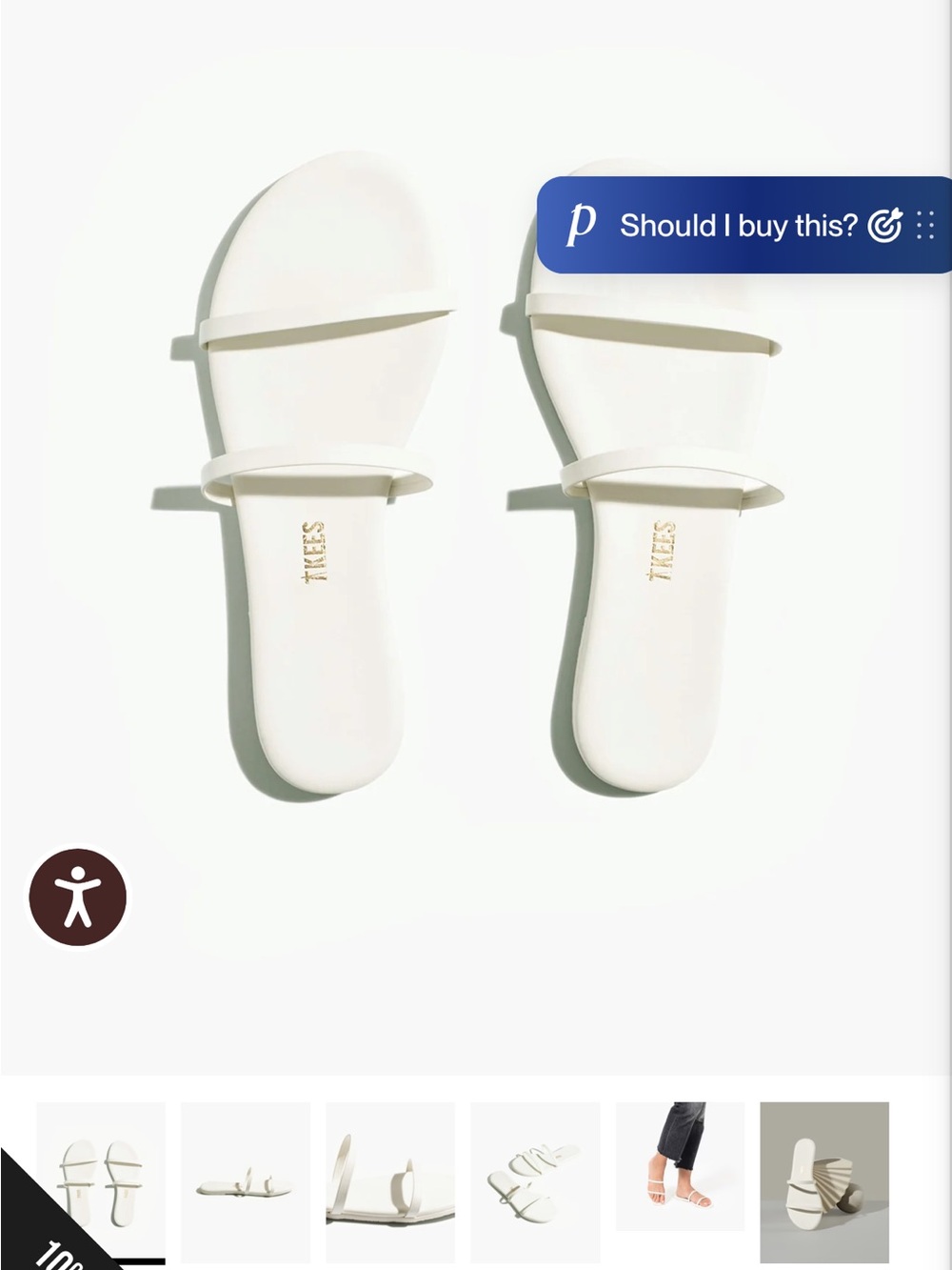 TKEES Double-Strap Slide Sandals in White